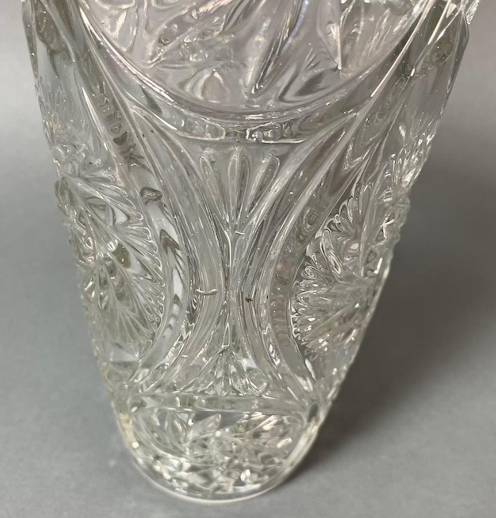 Hand-Crafted Vintage European Brilliant Cut Glass Vase, circa 1960 from Belgium For Sale