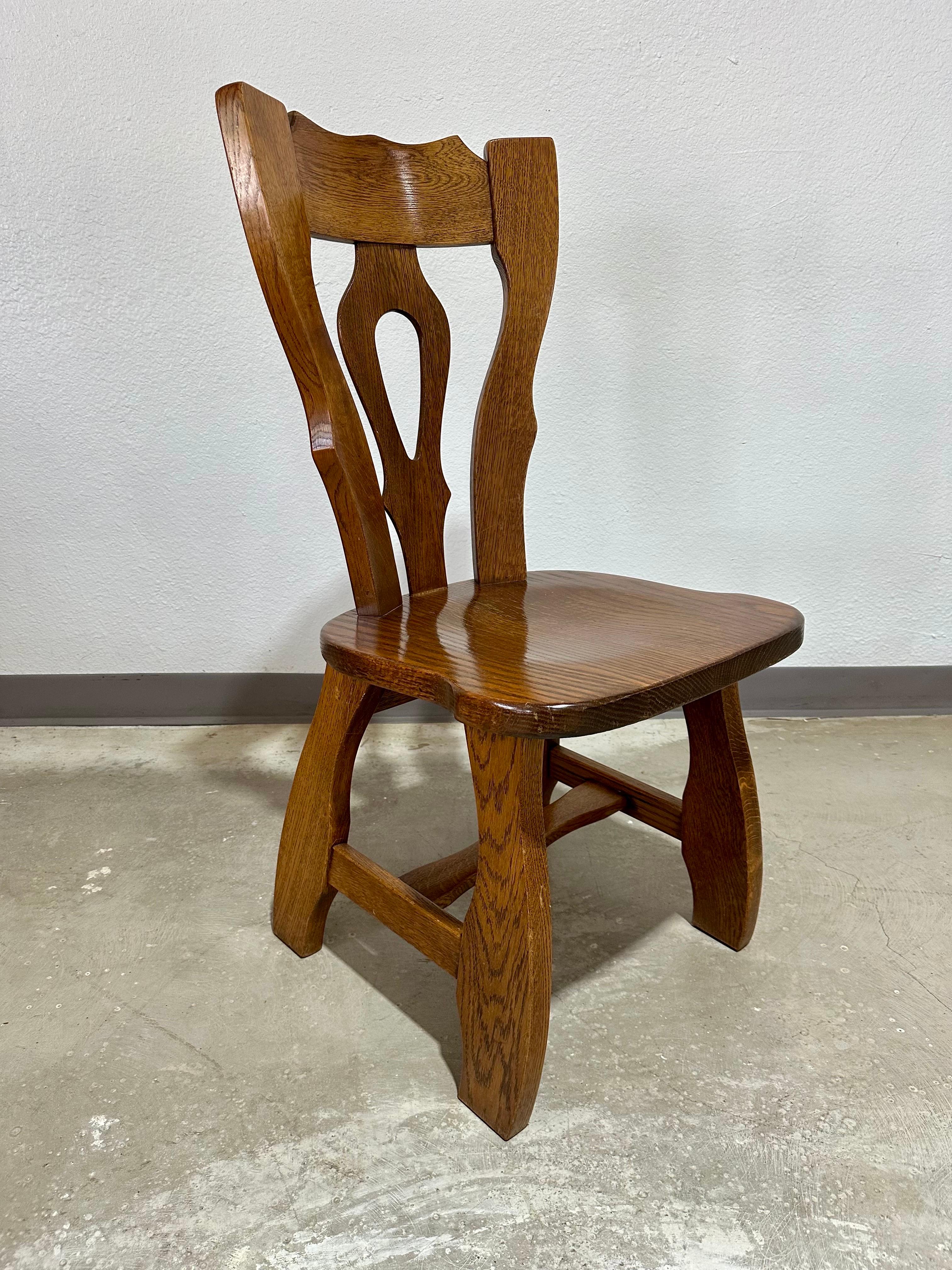 Vintage European Brutalist Oak Dining Set, Extension Table and 6 Chairs 7