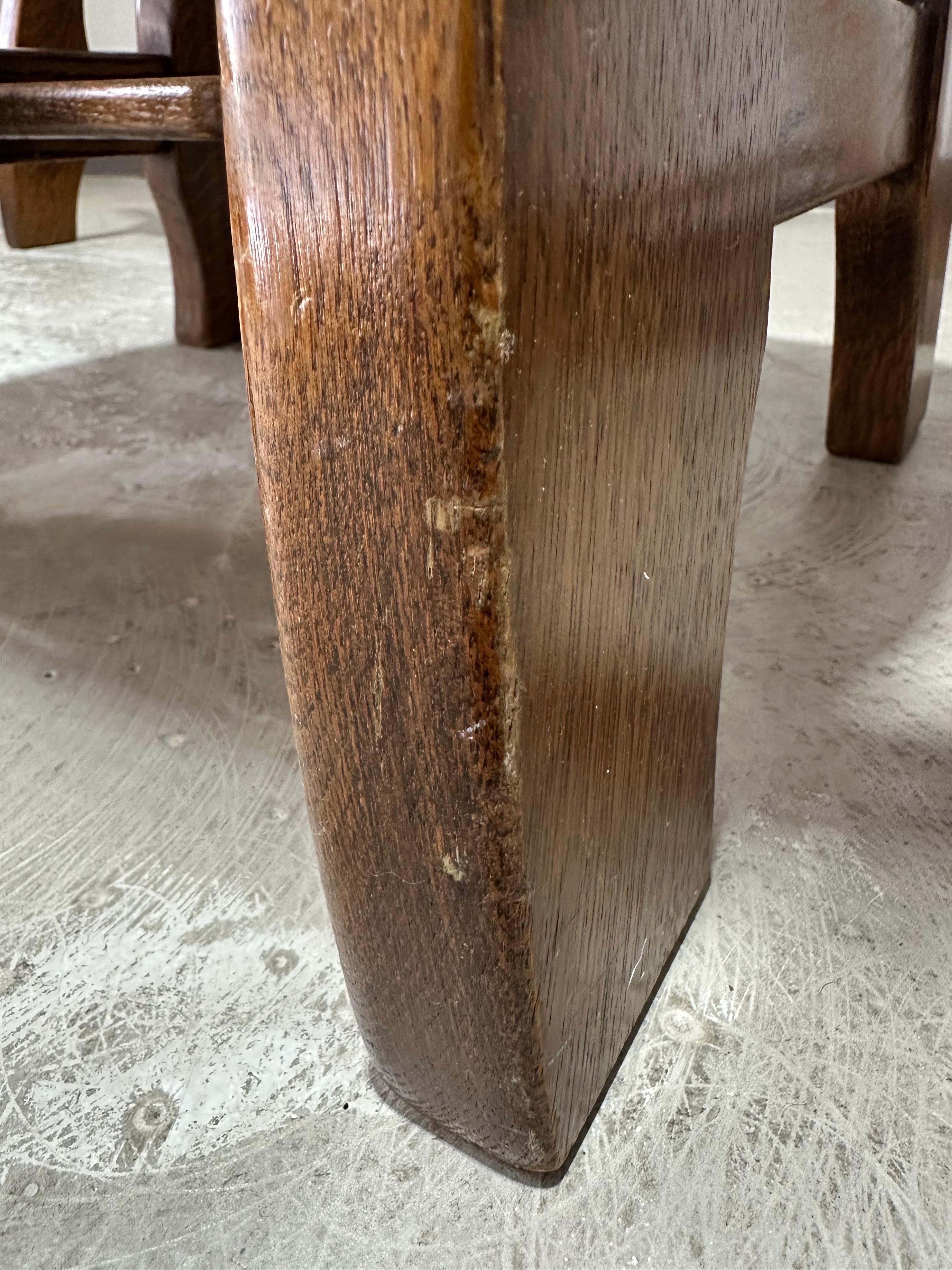 Vintage European Brutalist Oak Dining Set, Extension Table and 6 Chairs 12