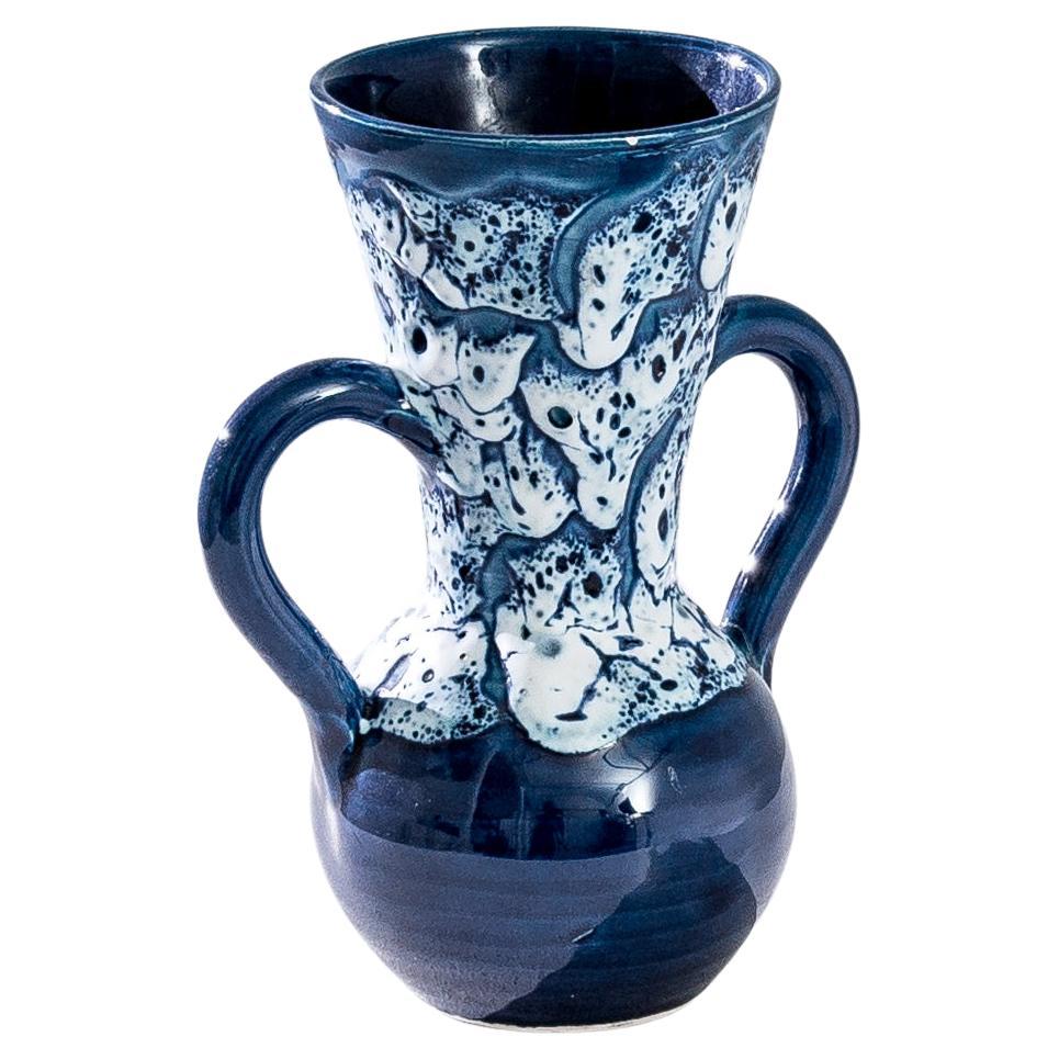 Vintage European Ceramic Vase with Two Loops Handles