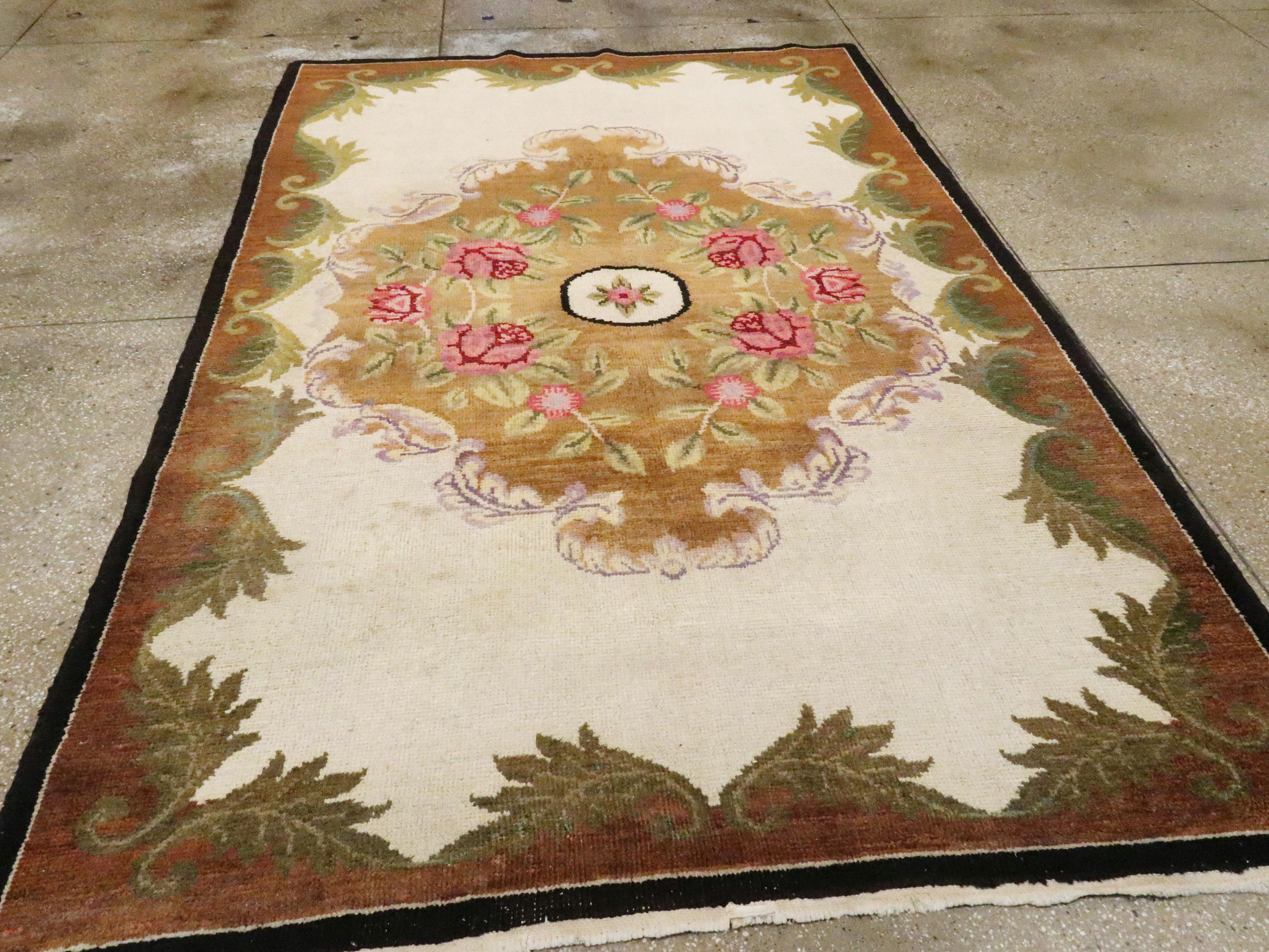 Arts and Crafts Vintage European Continental Carpet For Sale