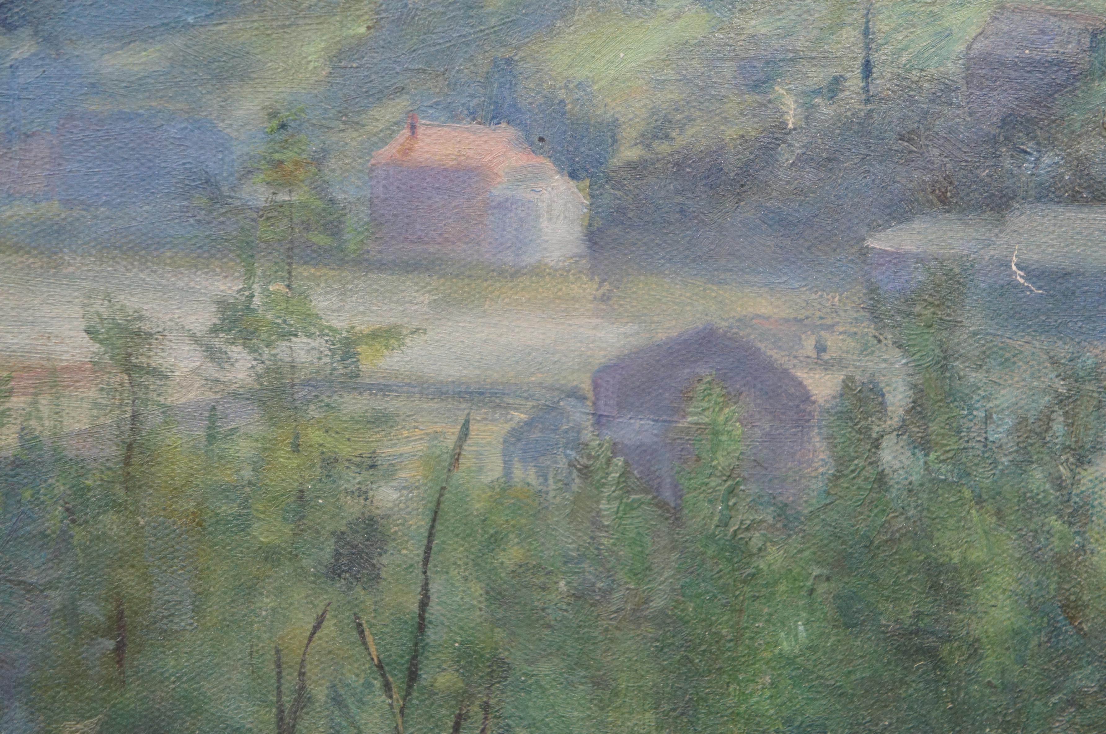 Vintage European Country Landschaft Stadtbild Ölgemälde auf Leinwand 29