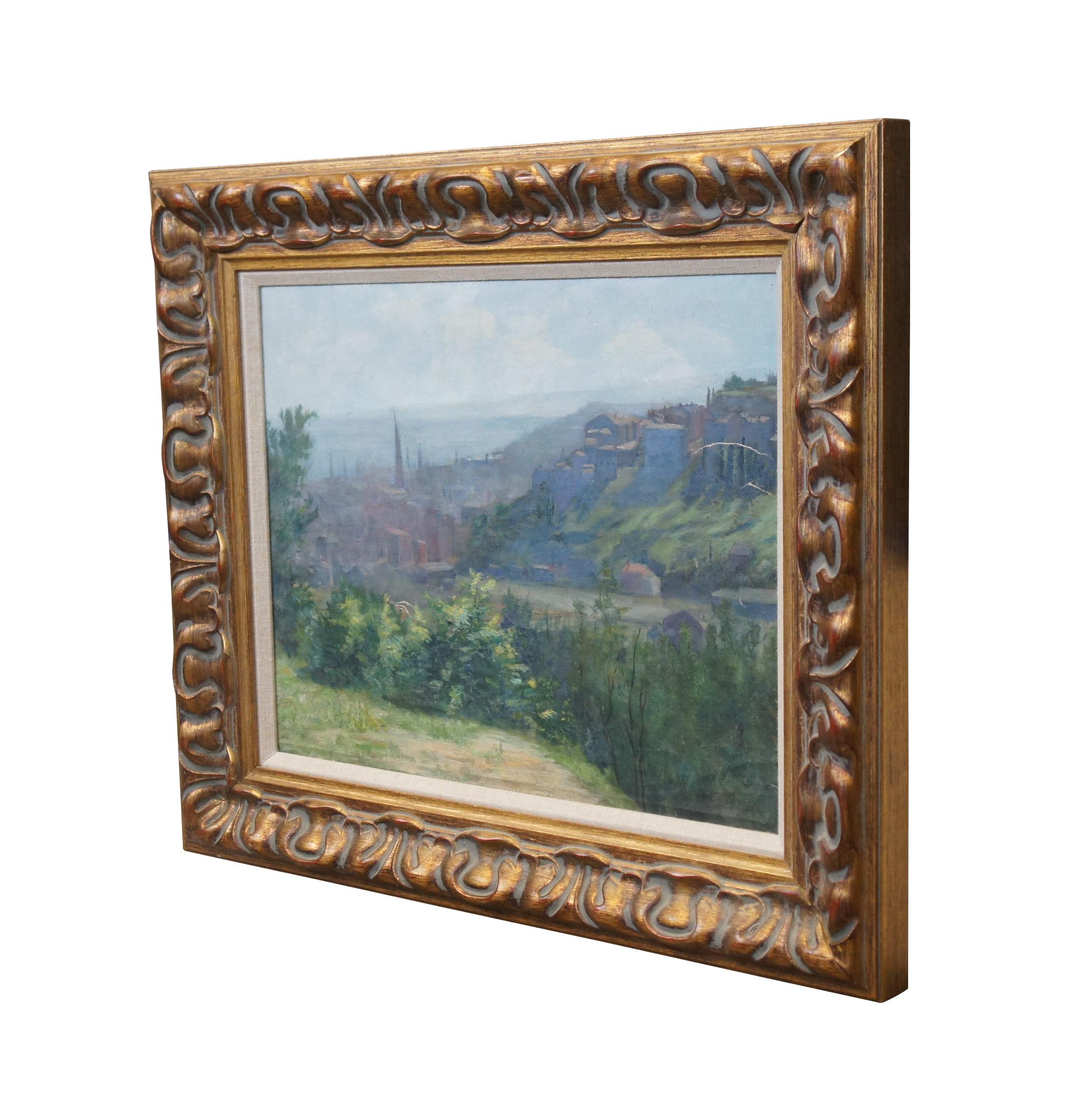 Vintage European Country Landschaft Stadtbild Ölgemälde auf Leinwand 29
