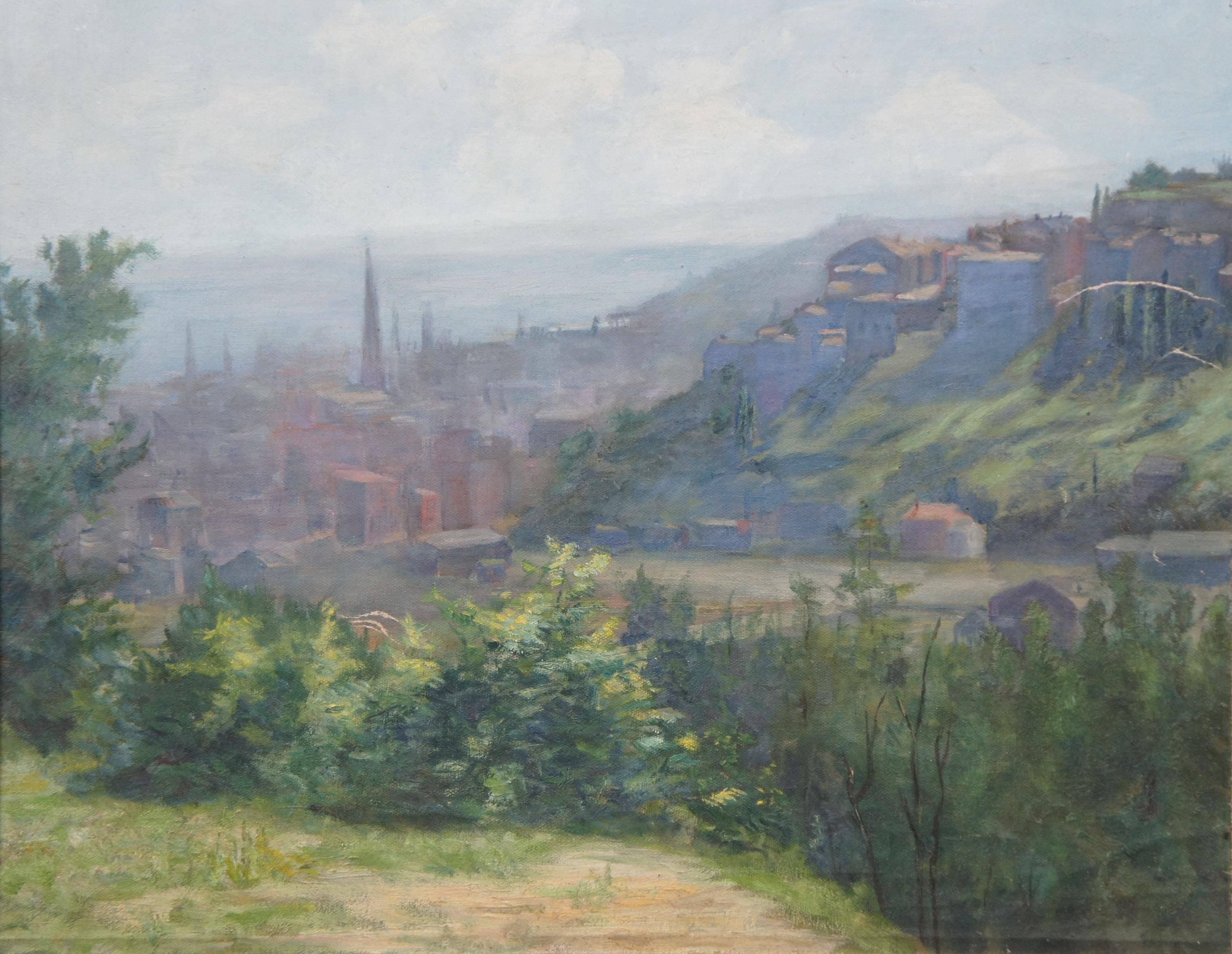 Vintage European Country Landschaft Stadtbild Ölgemälde auf Leinwand 29