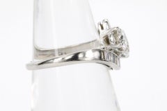 Vintage European Cut & Baguette Cut Natural Diamond Ring in Platinum