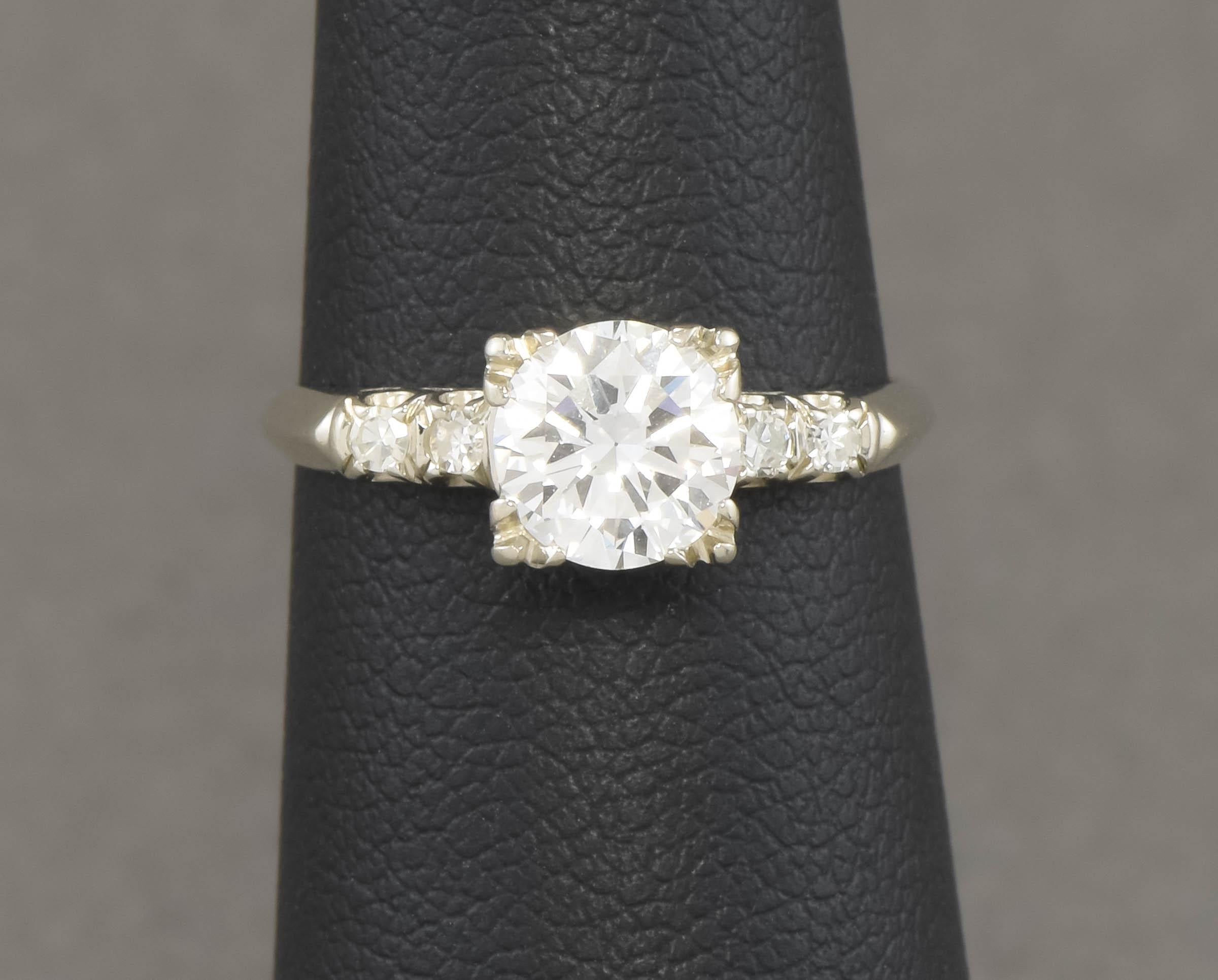 Ensemble de mariage vintage en diamants taille européenne avec évaluation, 1,30 carat en vente 3