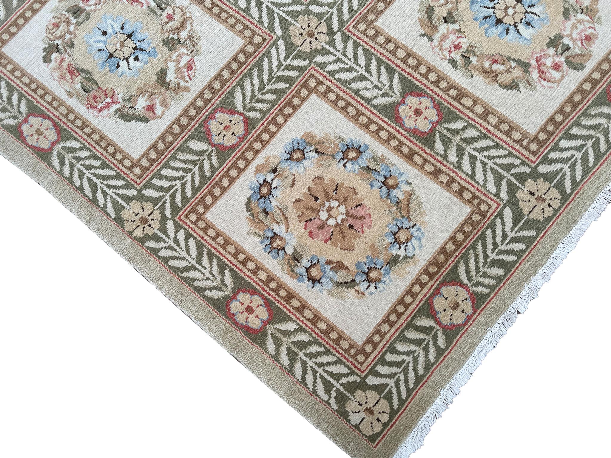 Vintage Empire Aubusson Pile Rug Floral Garden 305cmx417cm Beige 10x14 in vendita 2