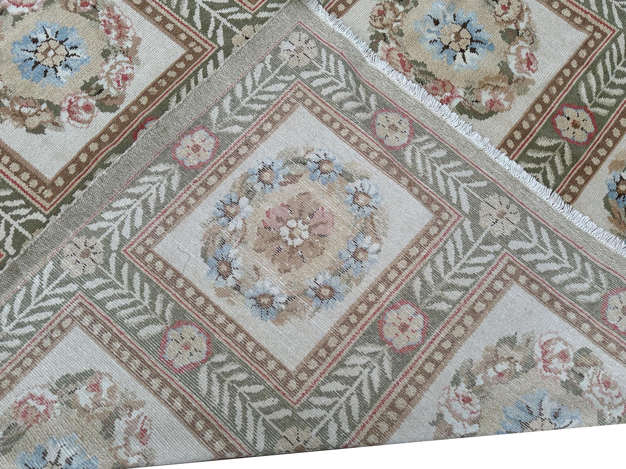 Vintage Empire Aubusson Pile Rug Floral Garden 305cmx417cm Beige 10x14 in vendita 3