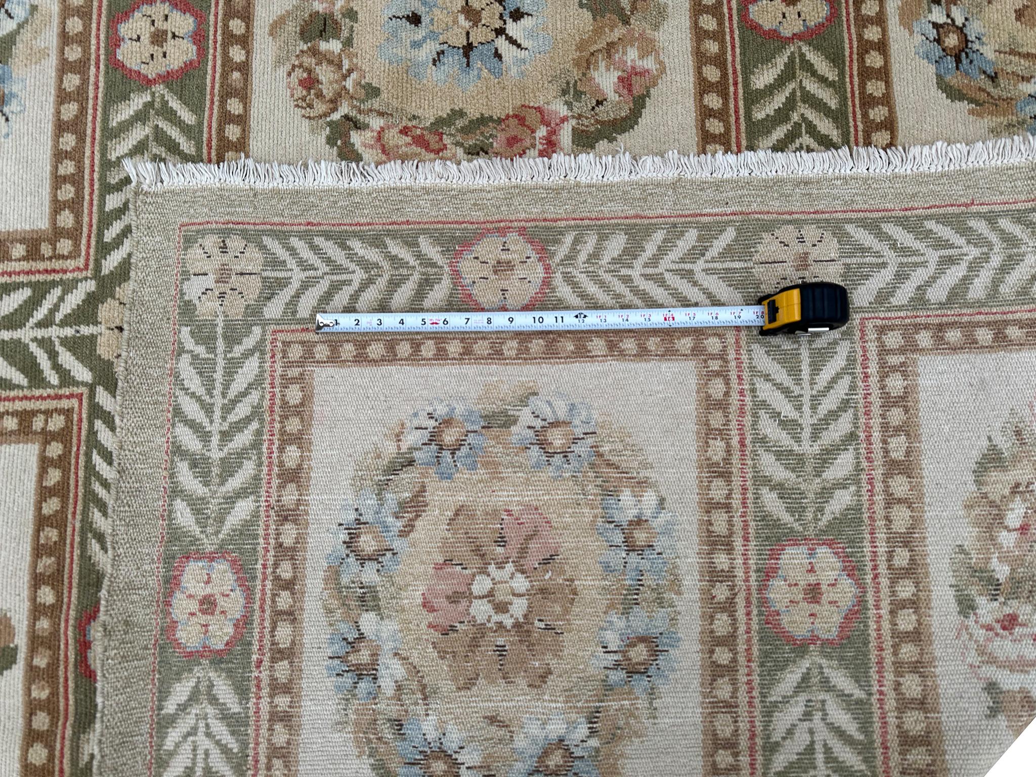Vintage Empire Aubusson Pile Rug Floral Garden 305cmx417cm Beige 10x14 in vendita 4
