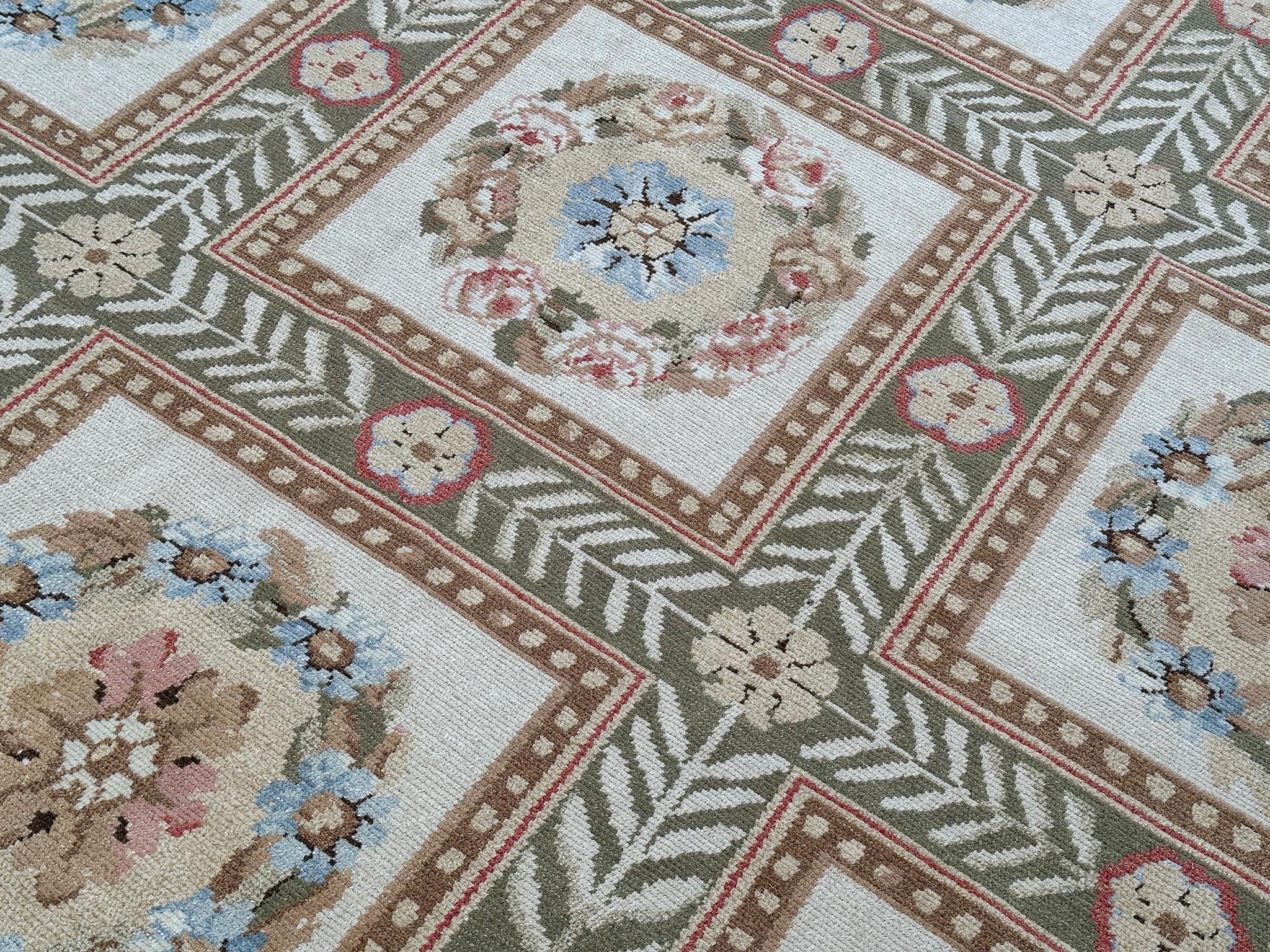 Lana Vintage Empire Aubusson Pile Rug Floral Garden 305cmx417cm Beige 10x14 in vendita