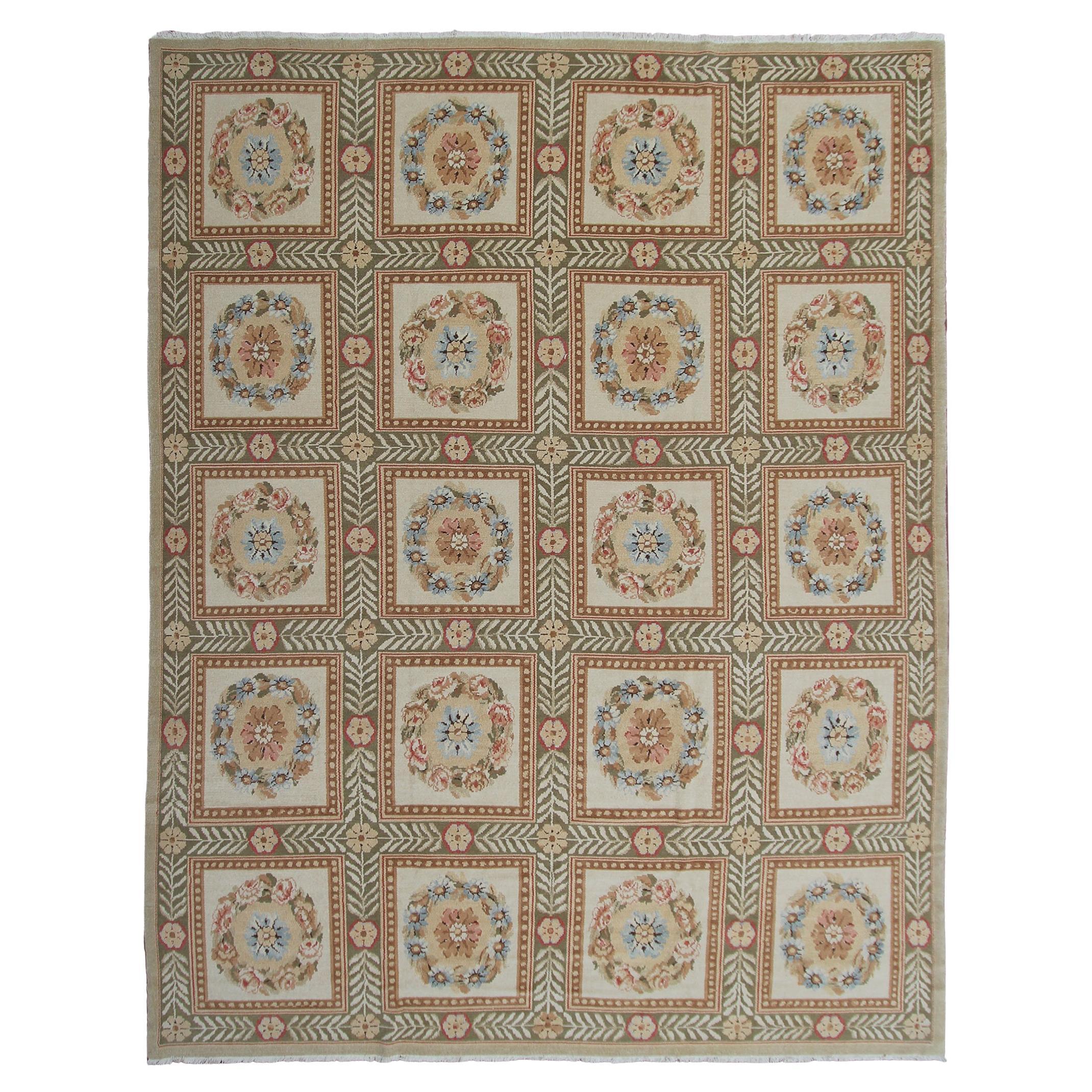 Vintage Empire Aubusson Pile Rug Floral Garden 305cmx417cm Beige 10x14 in vendita