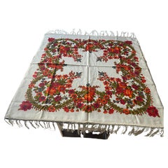 Vintage European Ethnographic Wool Scarf or Tablecloth