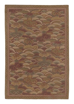 Vintage European Flatweave with Cloud Bands in Earth Tones - Rug & Kilim