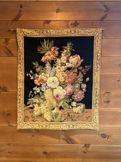 Vintage European Floral Tapestry,  20th Century