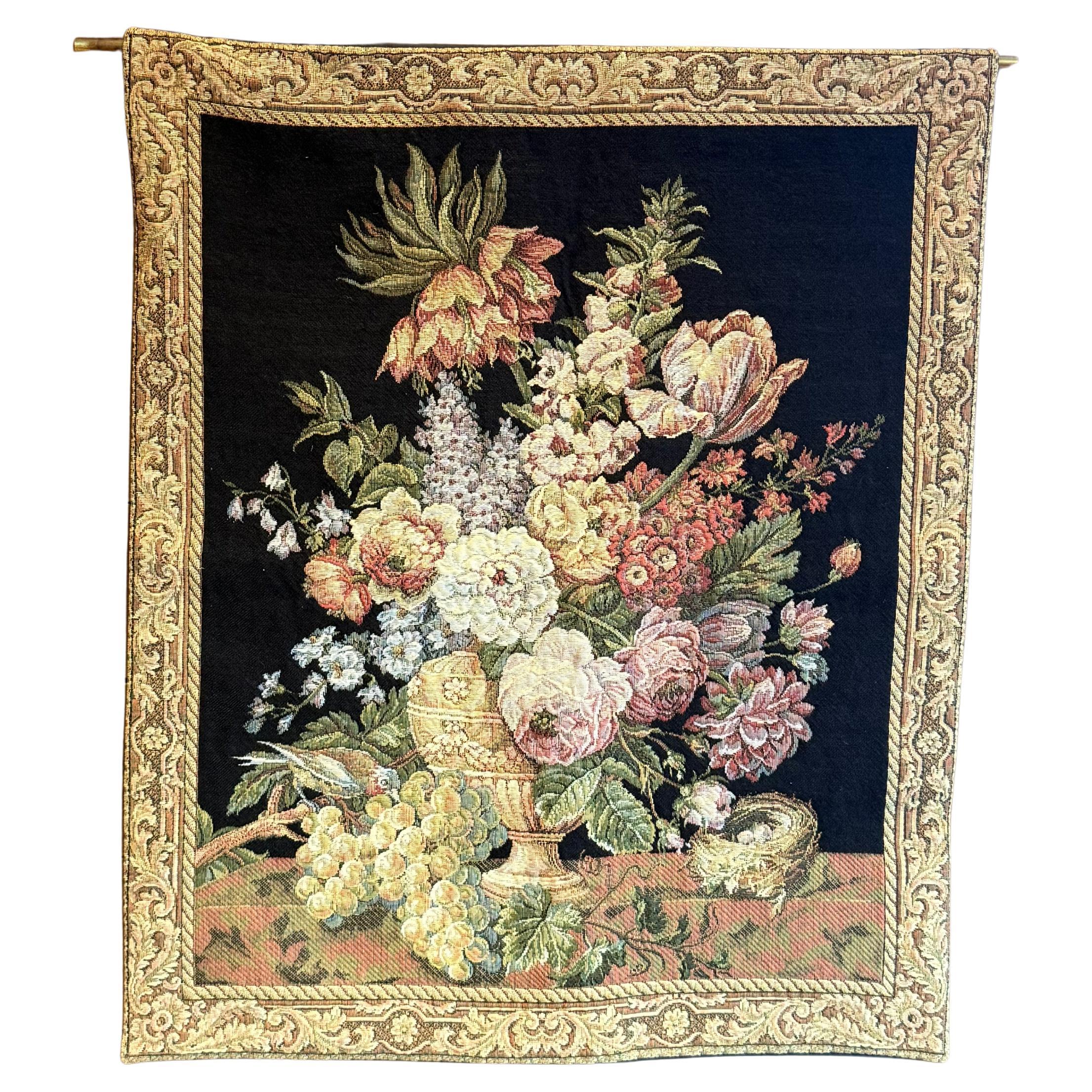 Vintage European Floral Tapestry, 20th Century