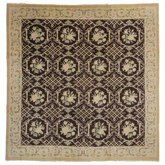 Retro European Garden Rug with Renaissance Style, Square Area Rug