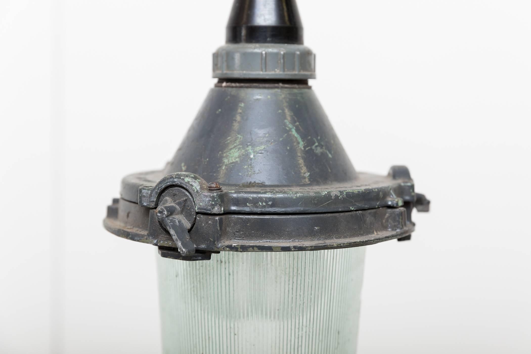 Dutch Vintage European Glass and Metal Factory Lamps