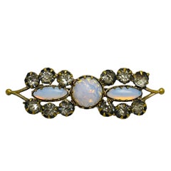 Vintage European gold tone glass designer brooch