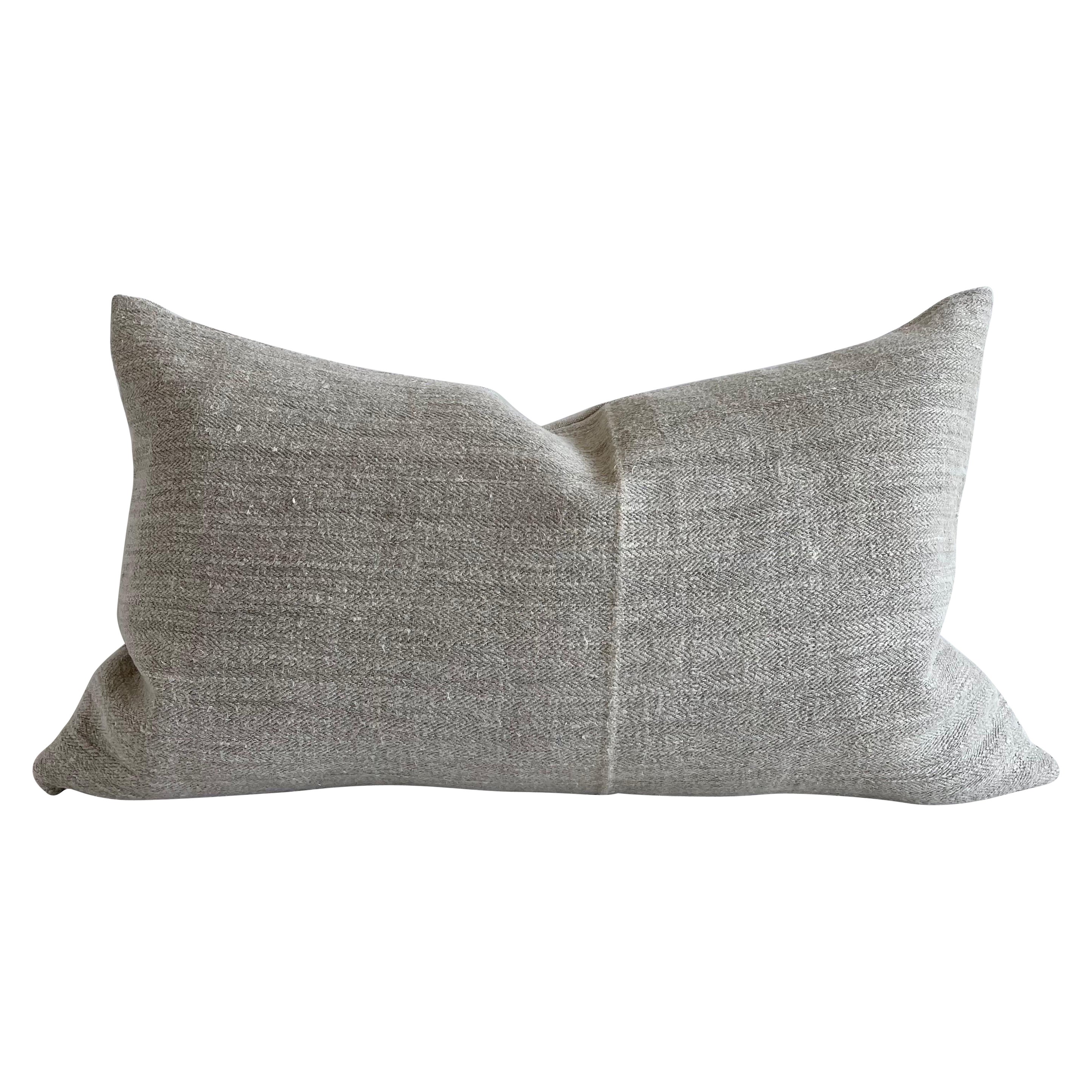 Vintage European Grainsack Lumbar Pillow with Down Insert