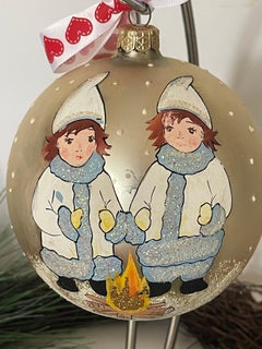 Vintage European Jumbo Glass Christmas Ornament Ball