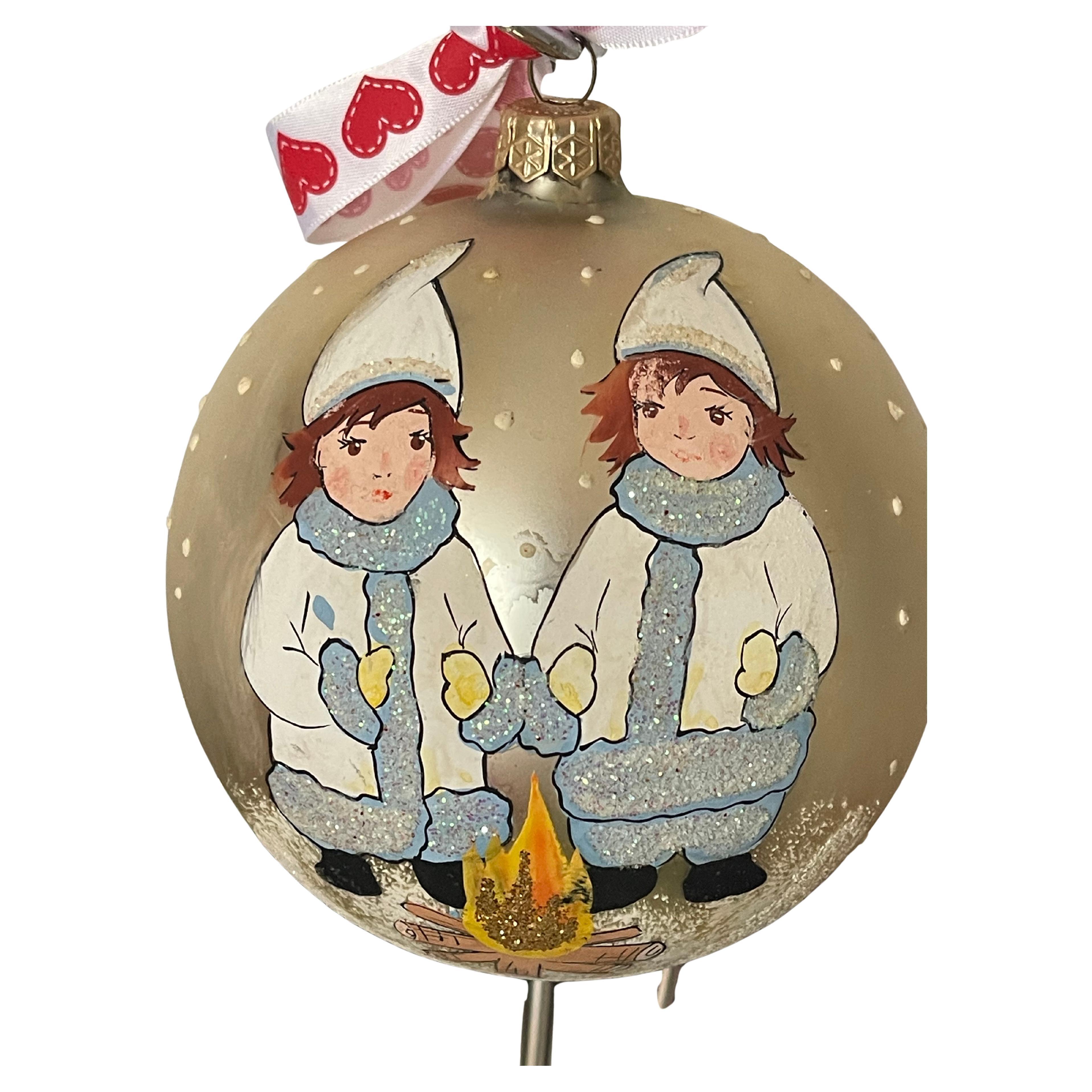 Vintage European Jumbo Glass Christmas Ornament Ball