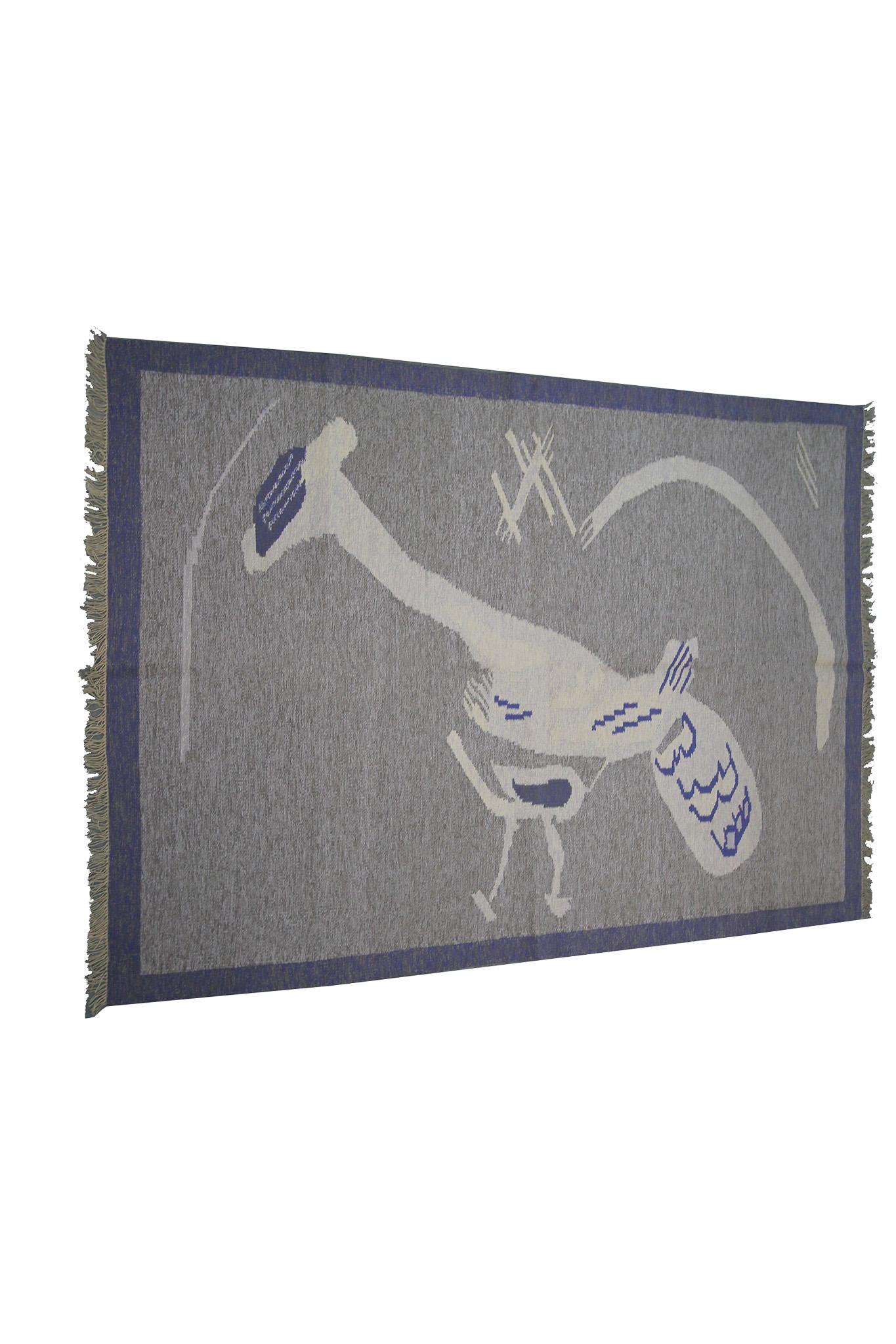 Vintage European Kilim Flatwoven Rug Art Nouveau Signed Tapestry 

5'2