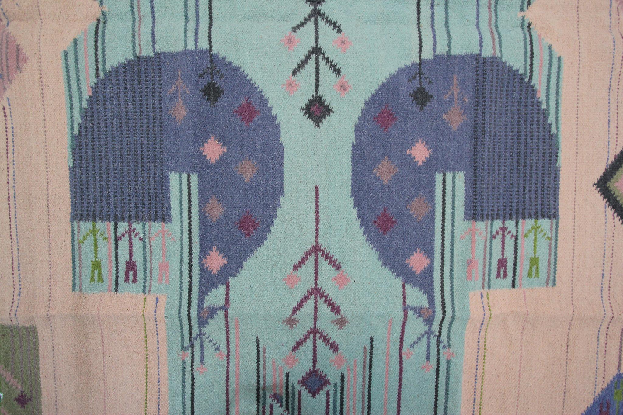 Spanish Vintage European Kilim Flatwoven Rug Kelim Rug Handmade Tapestry Art Nouveau Rug For Sale