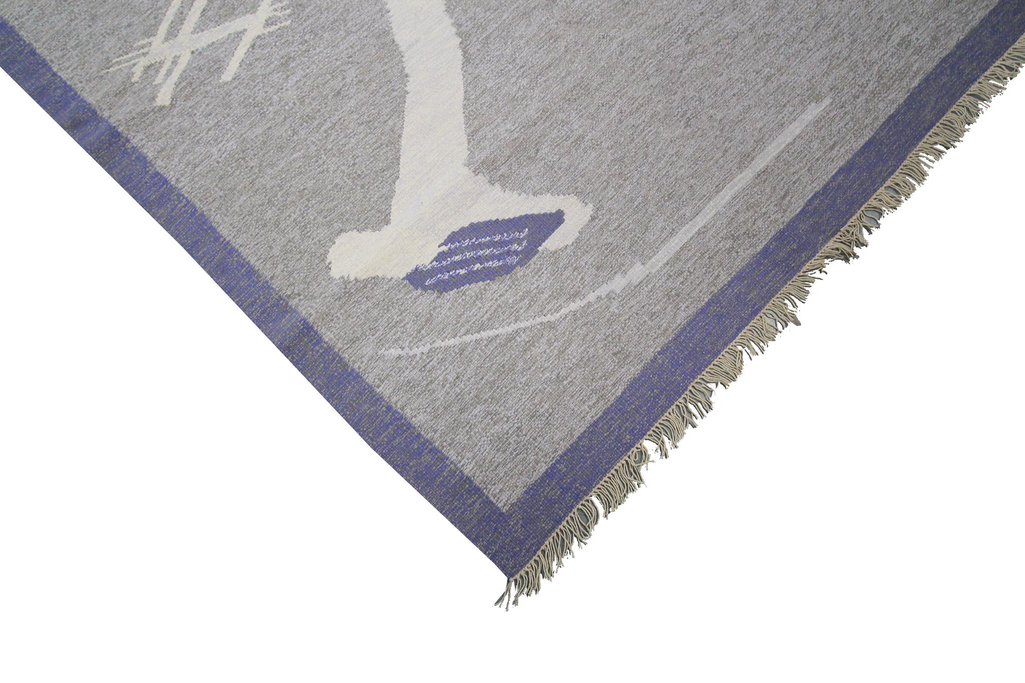 Vintage European Kilim Flatwoven Rug Kelim Rug Handmade Tapestry Art Nouveau Rug (Art nouveau) im Angebot