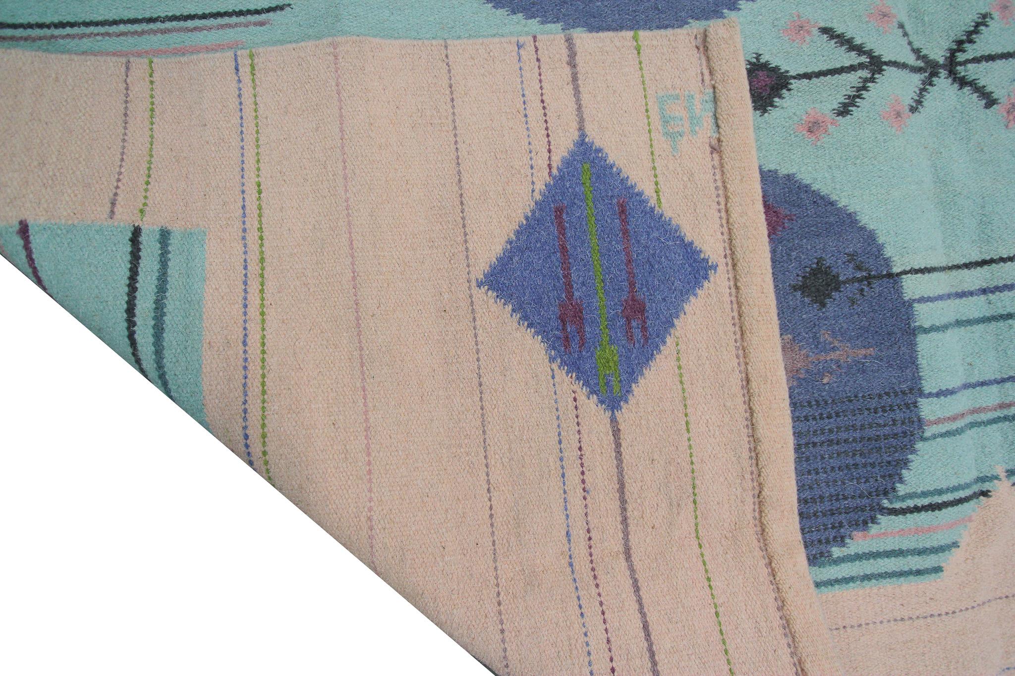 Late 20th Century Vintage European Kilim Flatwoven Rug Kelim Rug Handmade Tapestry Art Nouveau Rug For Sale