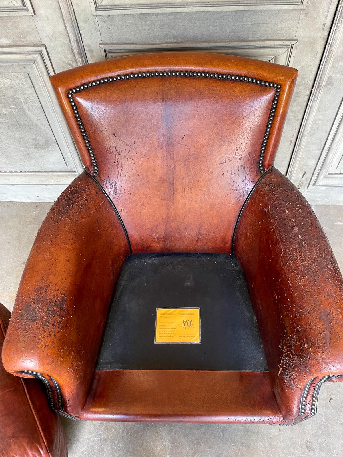 Vintage European Leather Club Chair with Brass Nailhead Detail 8