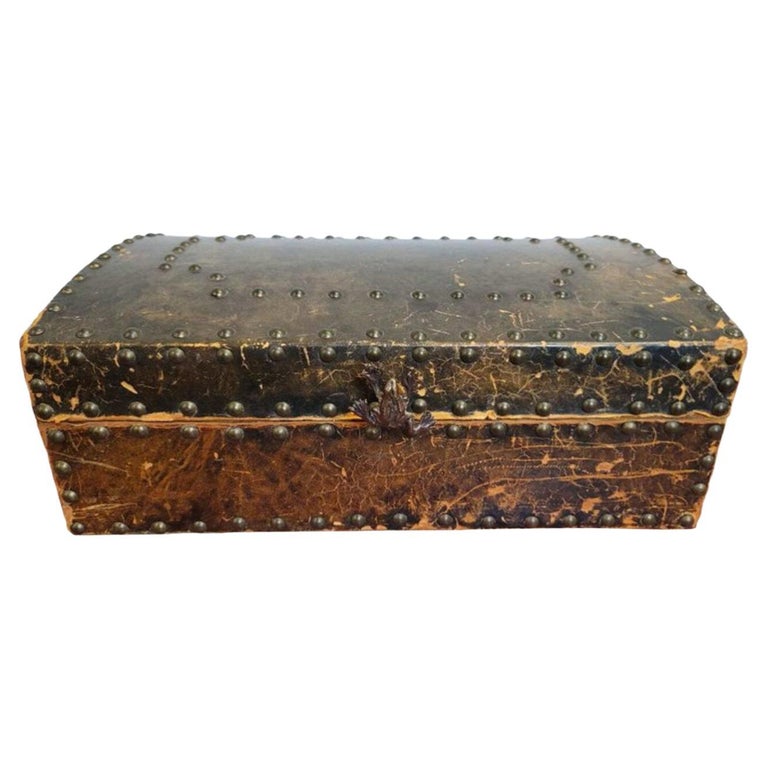Vintage European Leather Flatware Box Display Chest For Sale at 1stDibs