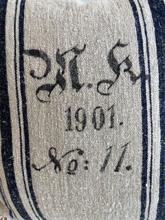 Vintage European Linen Grain Sack Pillow with Insert
