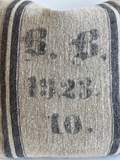 Vintage European Linen Grain Sack Pillow with Insert