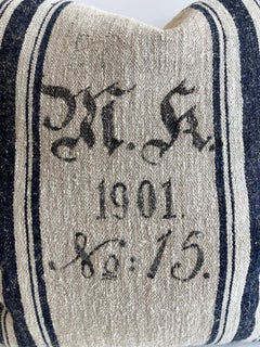 Vintage European Linen Grain Sack Pillow with Insert
