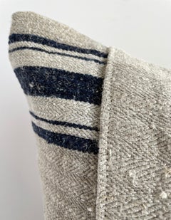 Vintage European Linen Grain Sack Pillow with Insert
