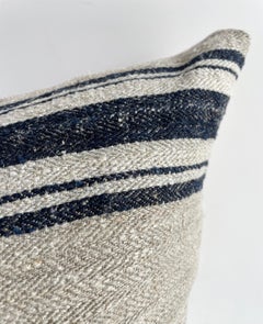 Vintage European Linen Grain Sack Pillow with Insert