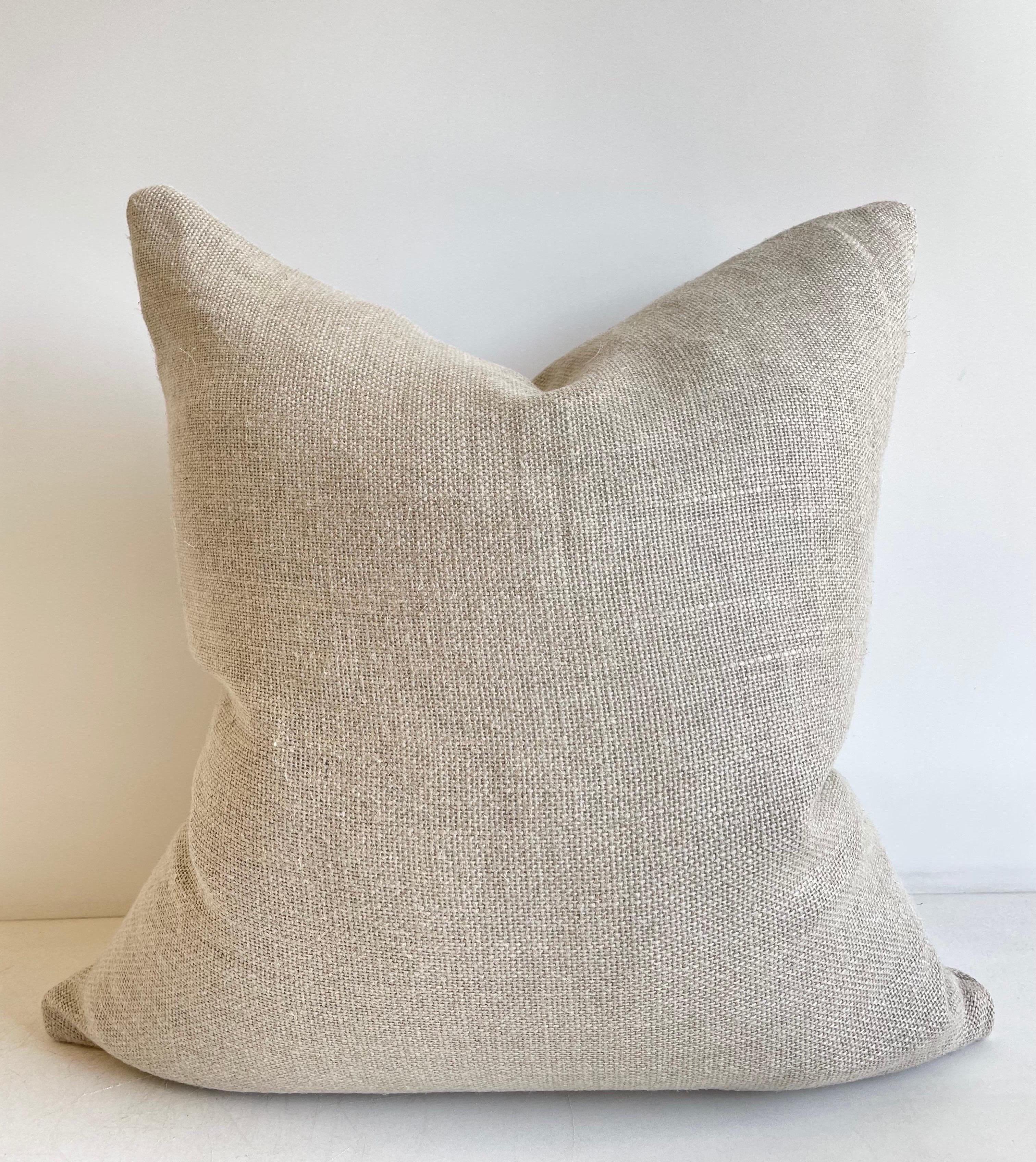 Vintage European Linen Grain Sack Pillow with Insert 3