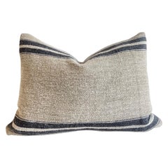 Vintage European Linen Grain Sack Pillow with Insert