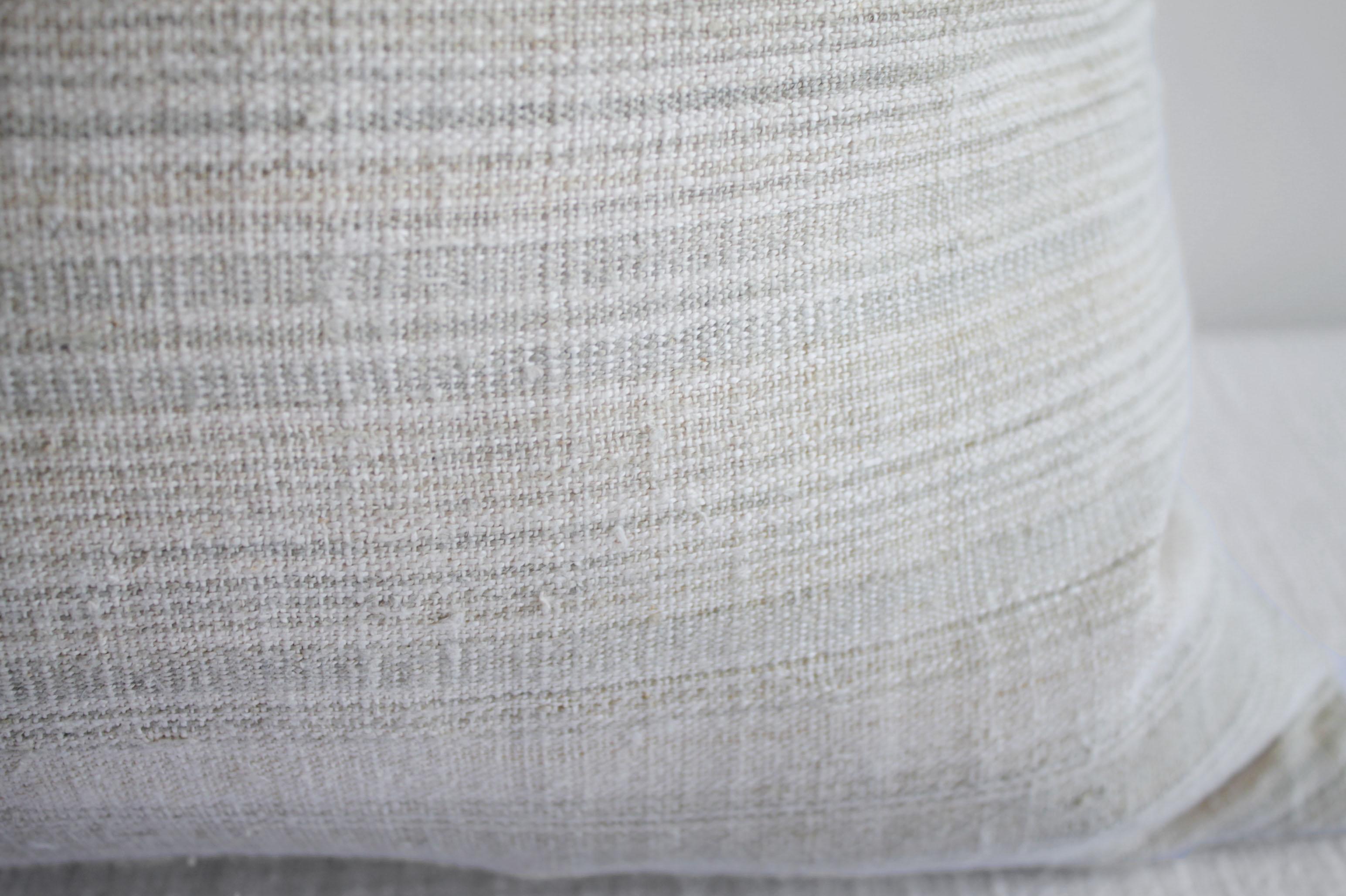 Vintage European Linen Stripe Textile Pillow 1