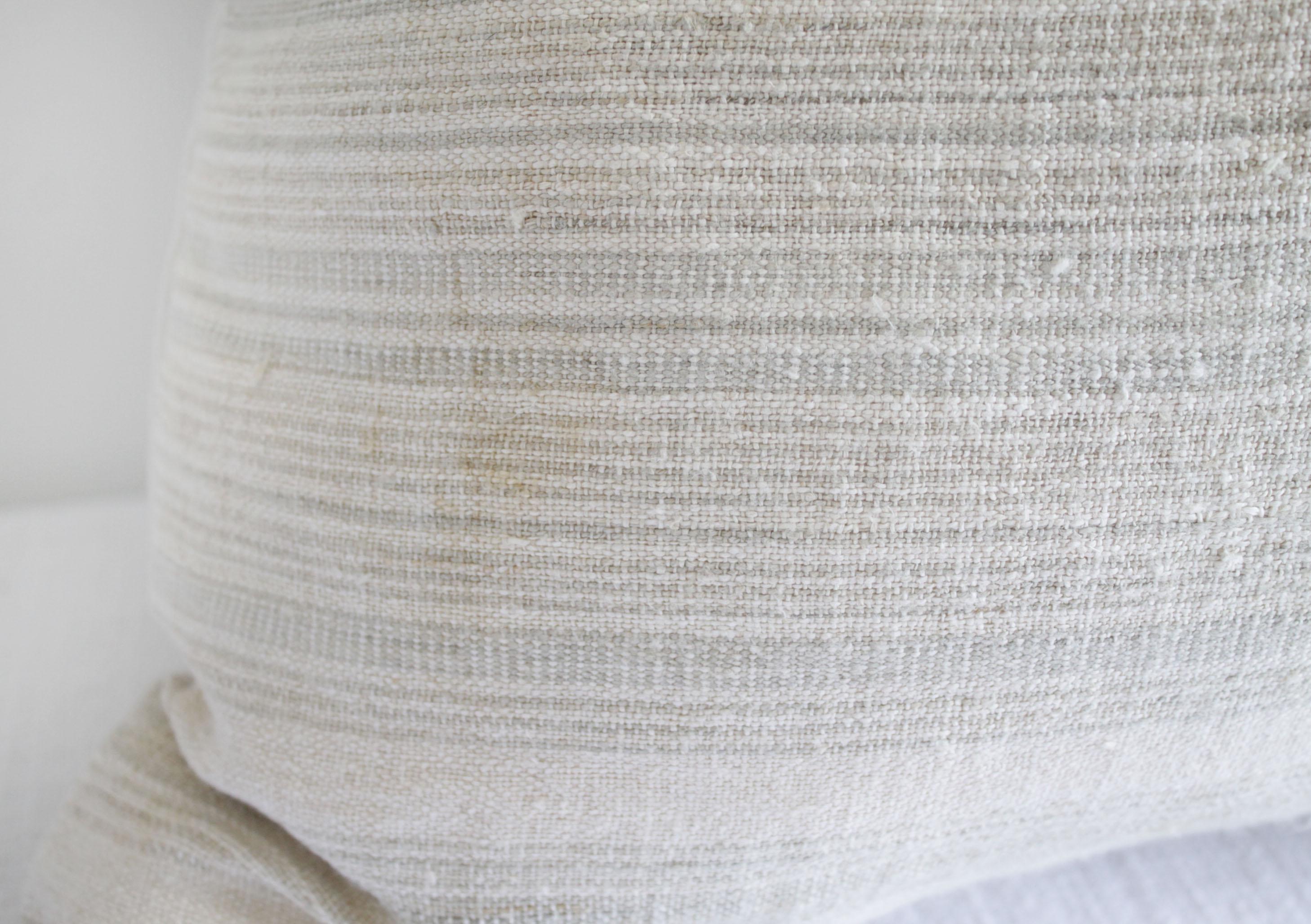 Vintage European Linen Stripe Textile Pillow 2