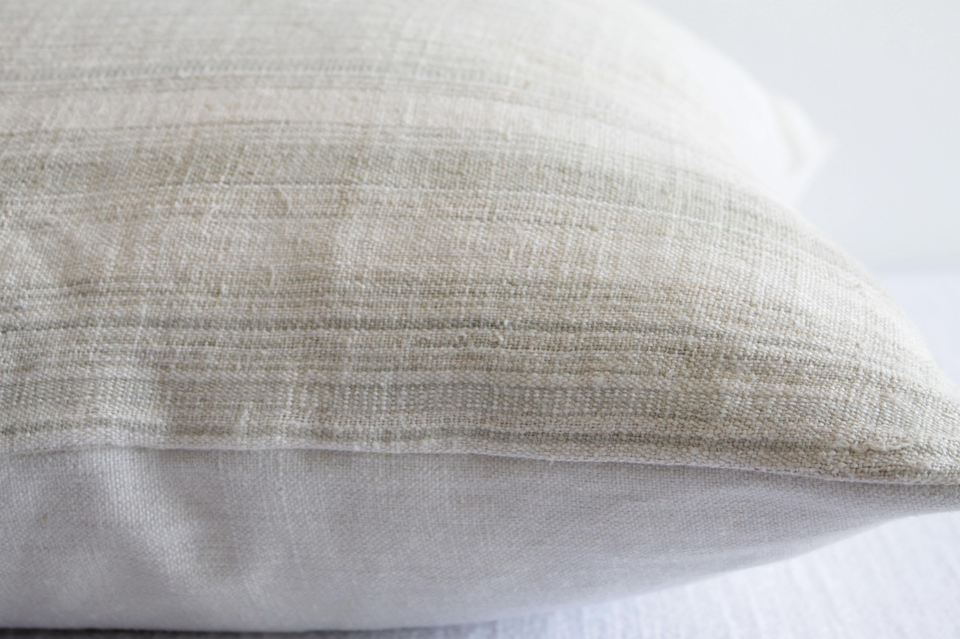 Vintage European Linen Stripe Textile Pillow 3