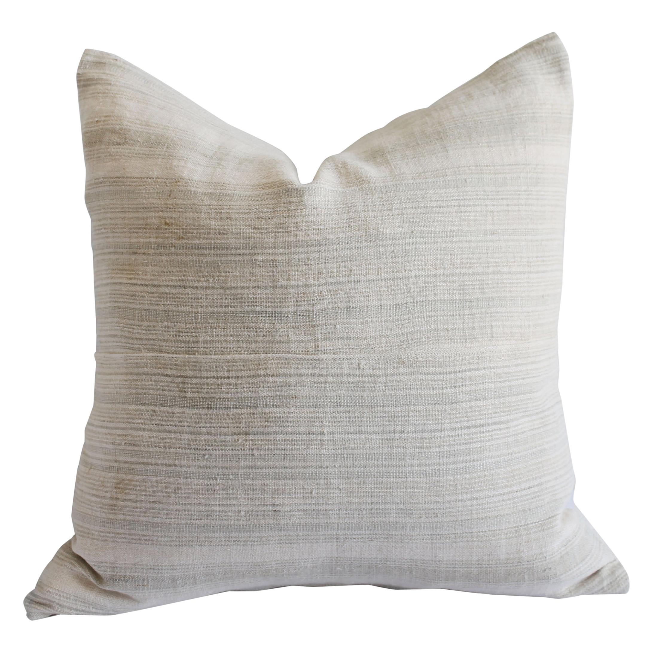 Vintage European Linen Stripe Textile Pillow