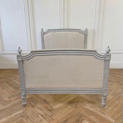 Vintage European Louis XVI Style Painted and Upholstered Bed