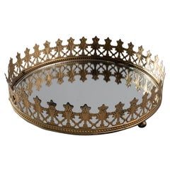 Vintage European Metal and Glass Tray