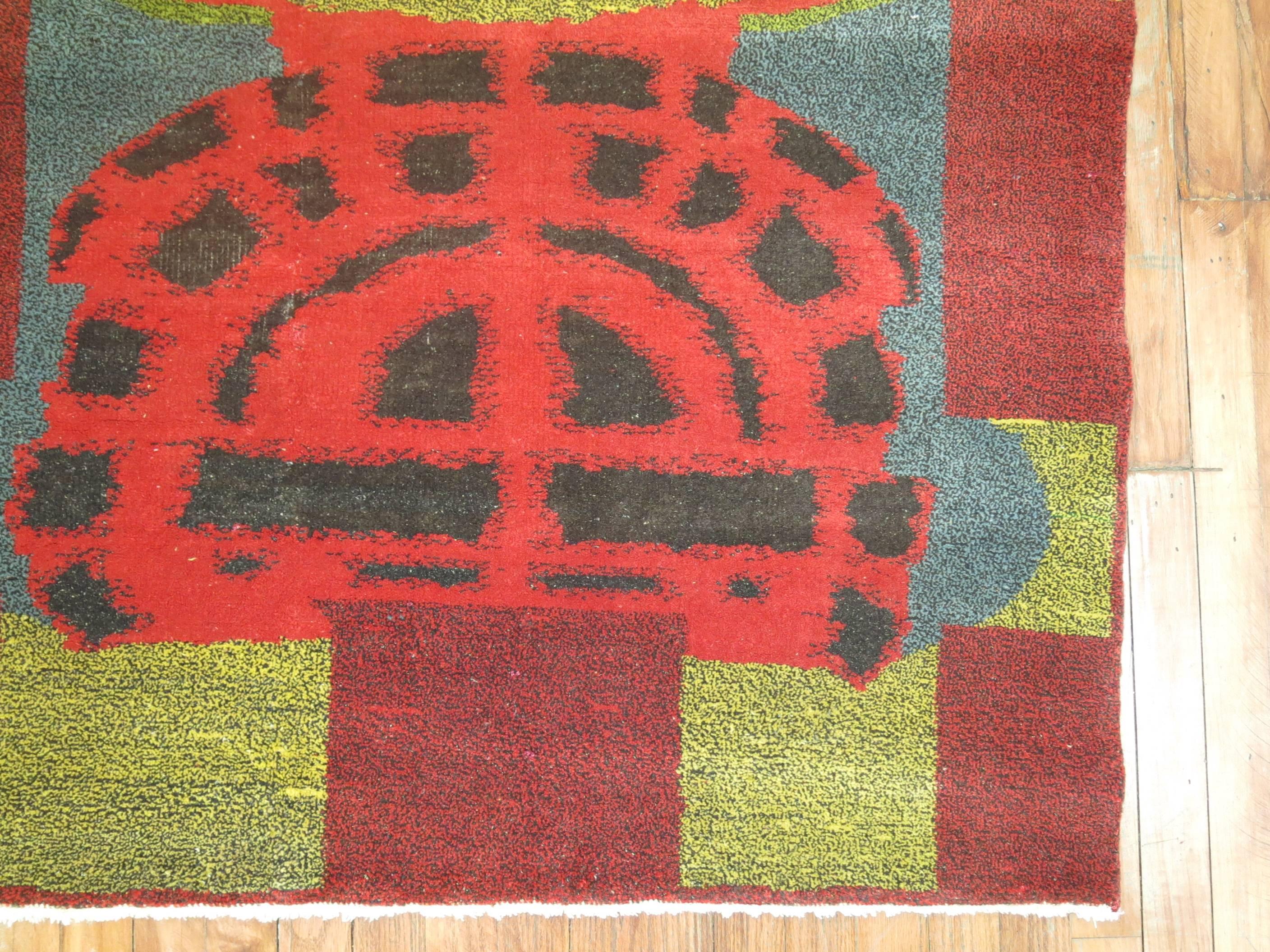 Europäischer modernistischer Teppich aus der Jahrhundertmitte (Handgewebt) im Angebot