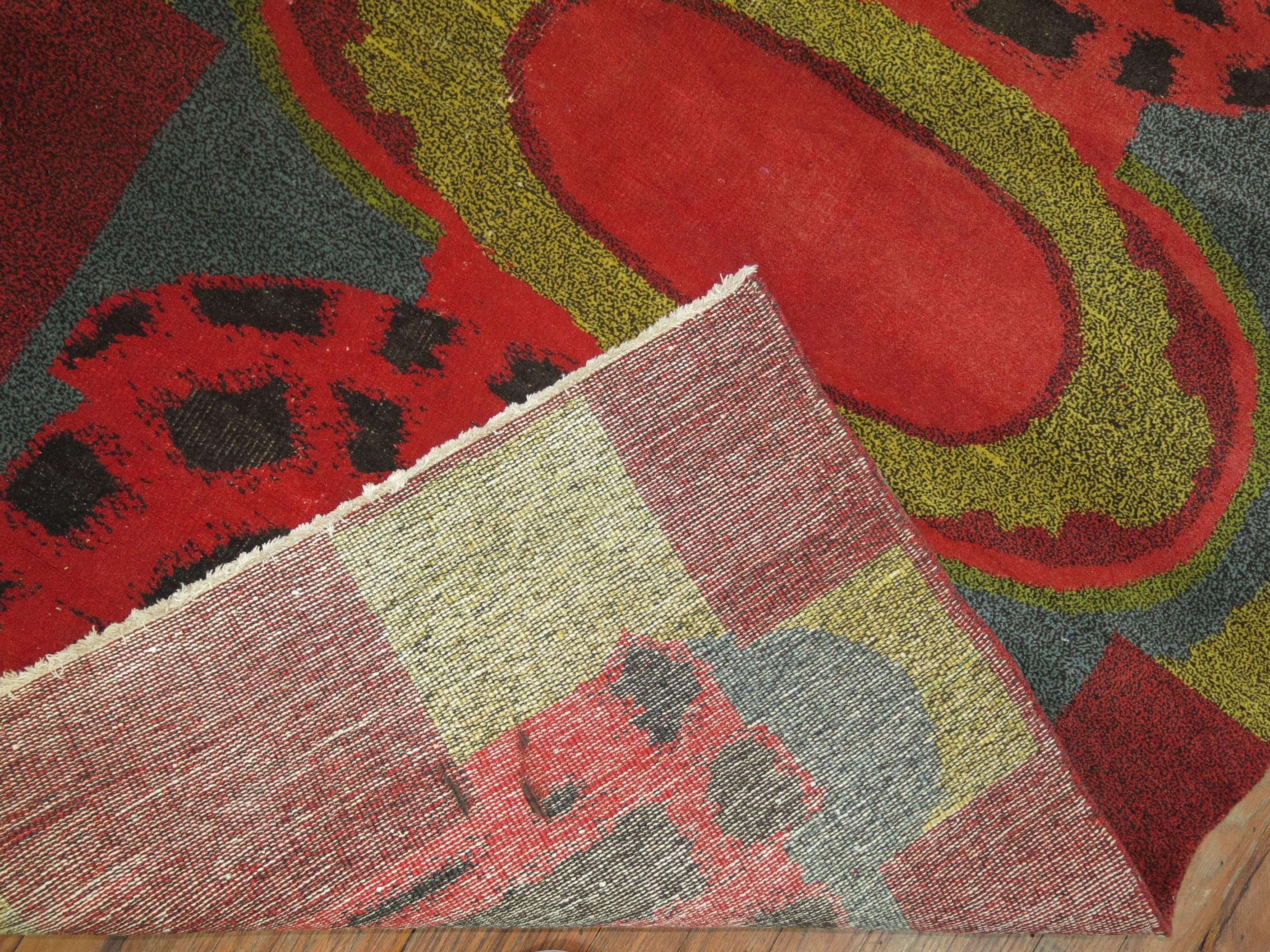 Hollywood Regency Vintage European Modernist Rug For Sale