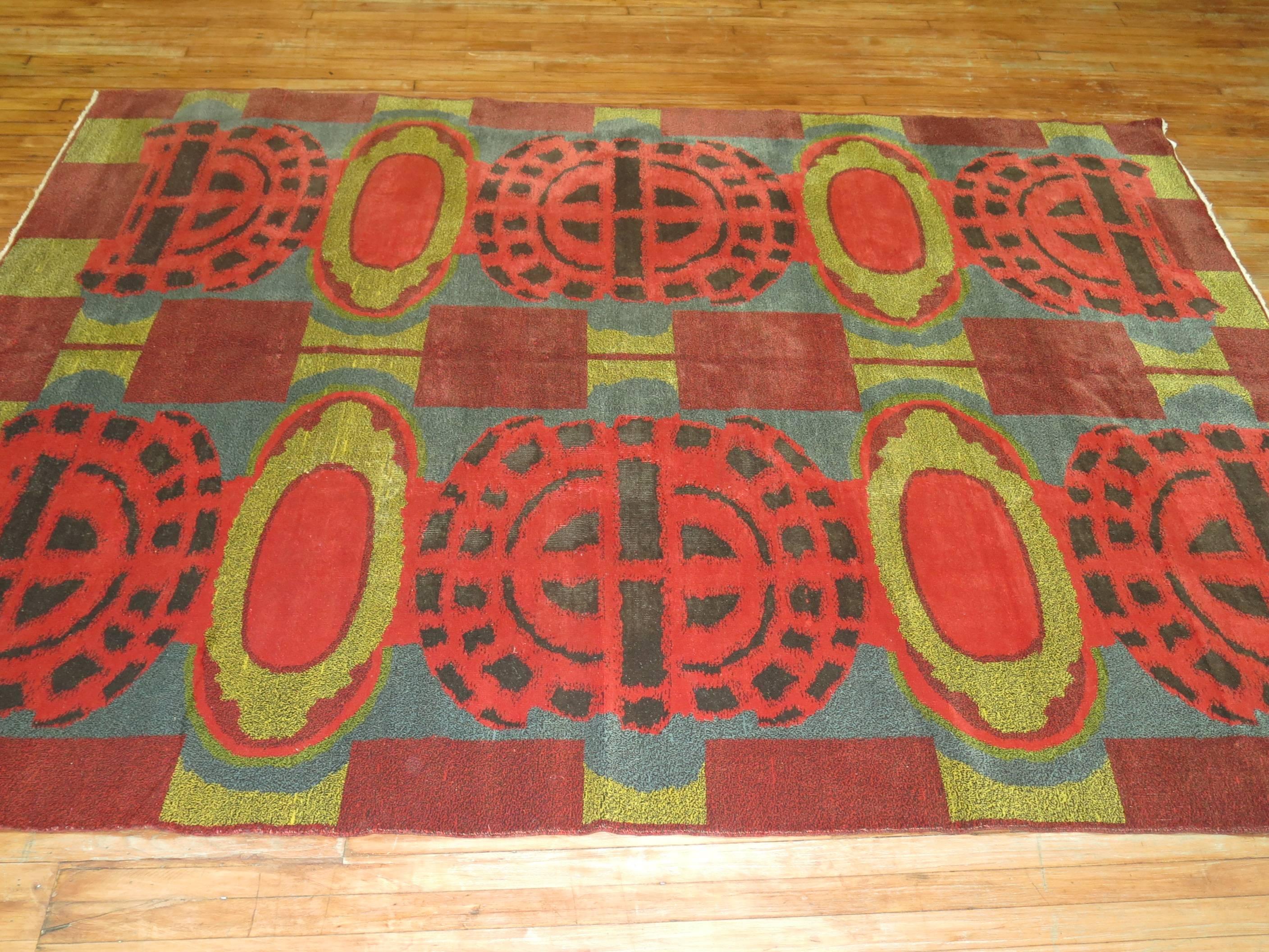 Wool Vintage European Modernist Rug For Sale