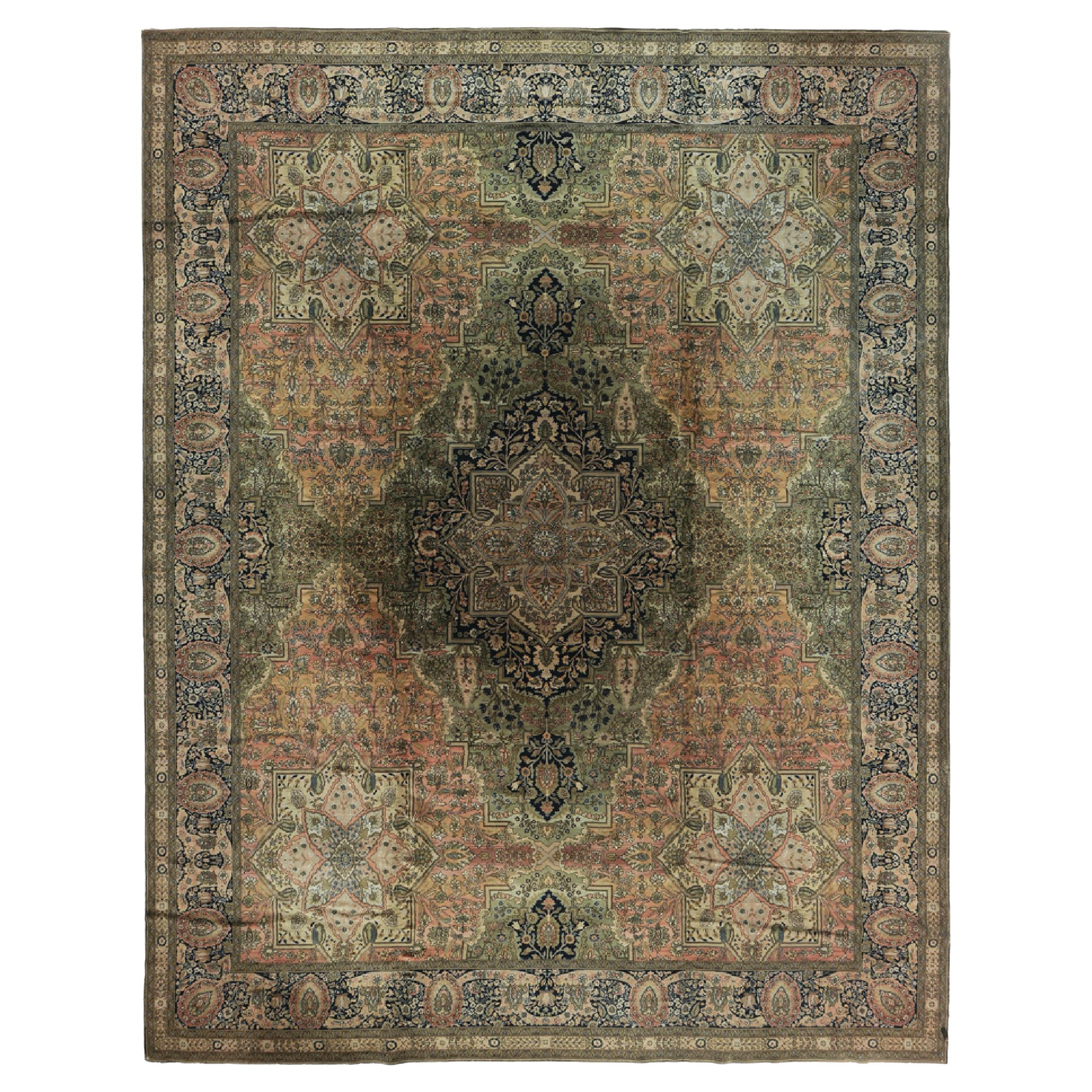 Vintage European Mohtasham Channel Rug from Mehraban