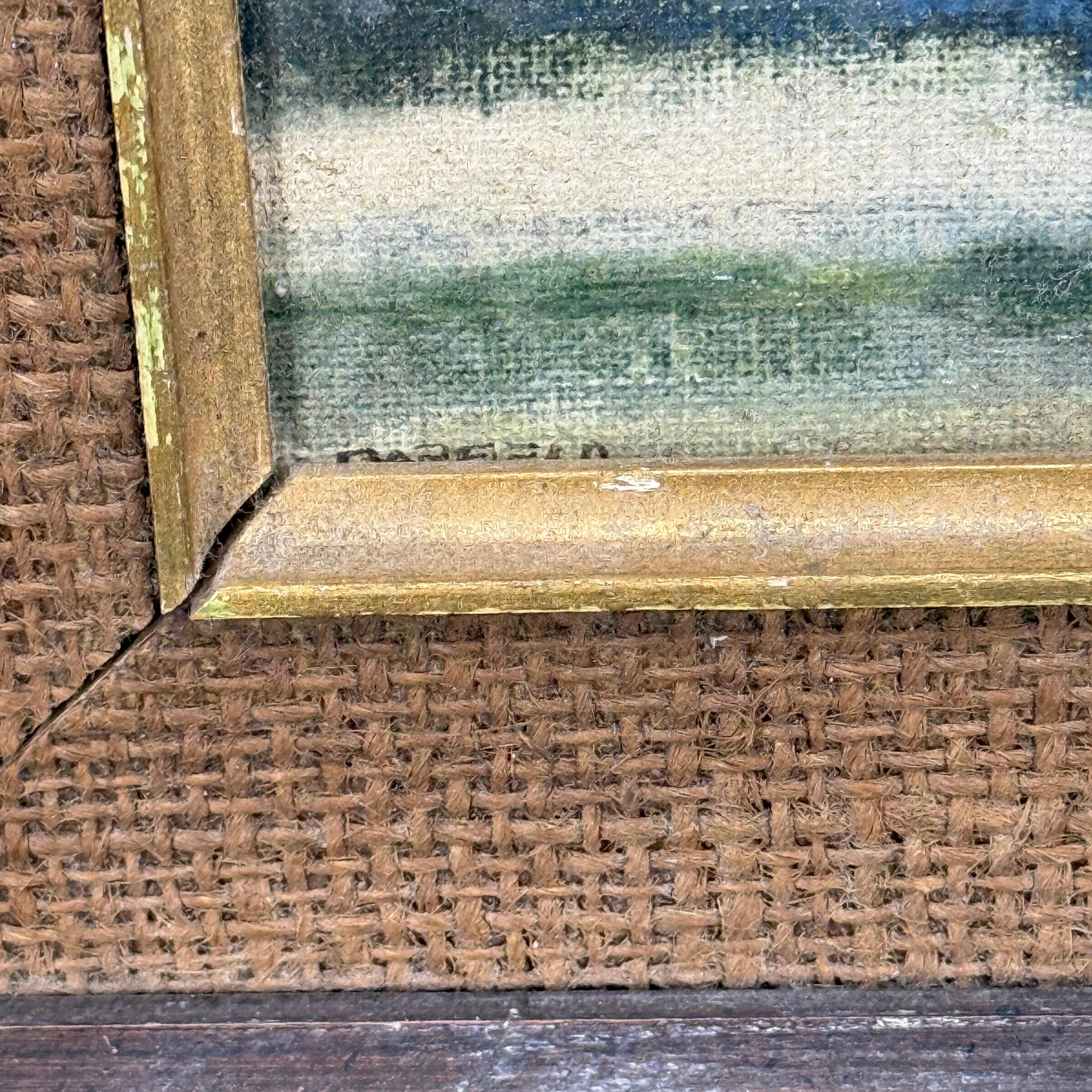 XX secolo Pittura a olio su tavola europea d'epoca con barca a vela in acqua, firmata in vendita