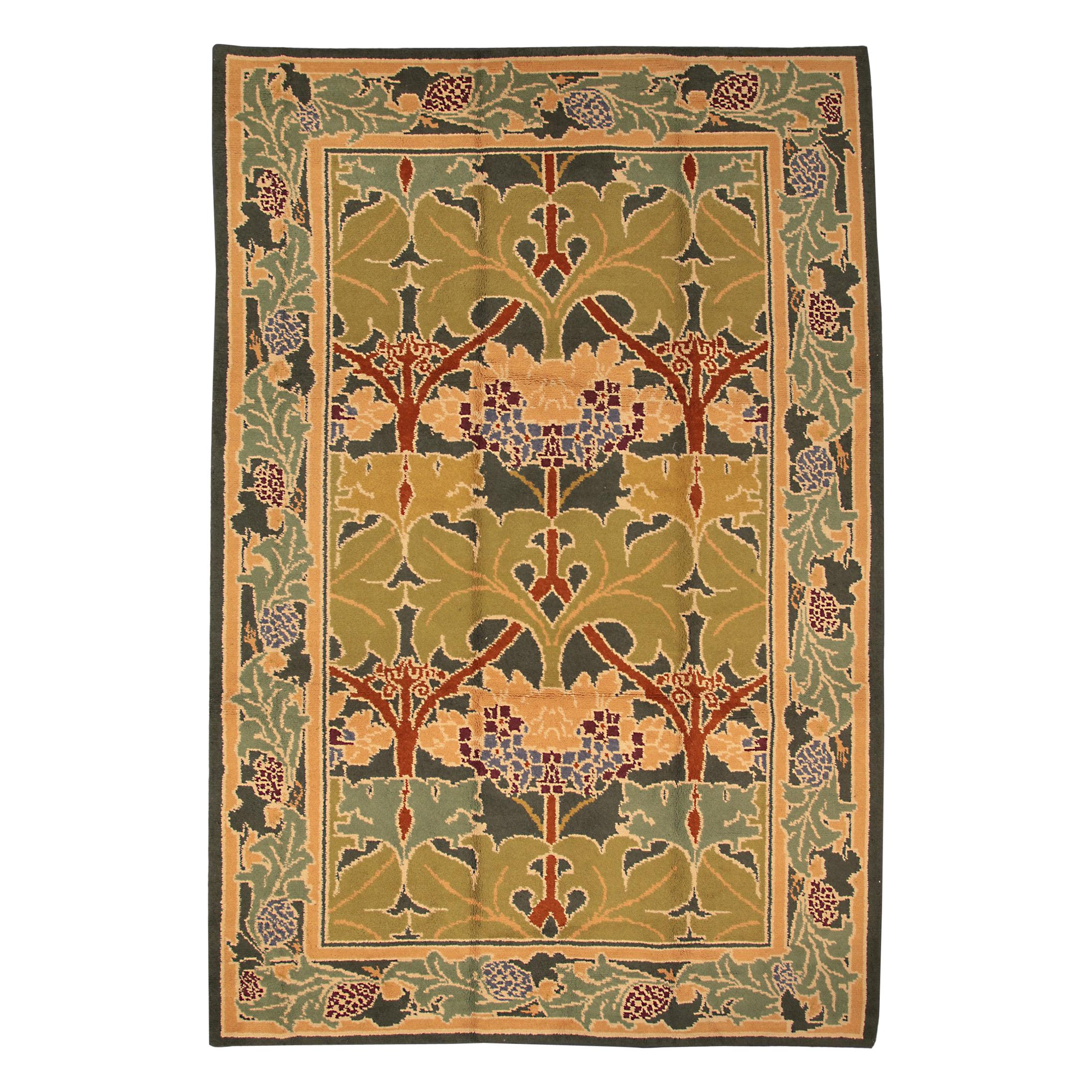 Vintage European Olive-Green Wool Carpet, ca. 1950